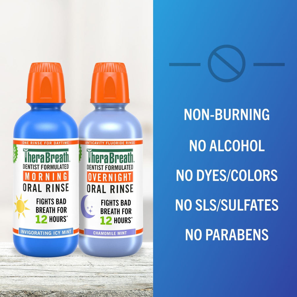 TheraBreath AM + PM Mouthwash Bundle, Morning & Overnight Rinses, 16 fl oz, 2-Pack (K1P4)
