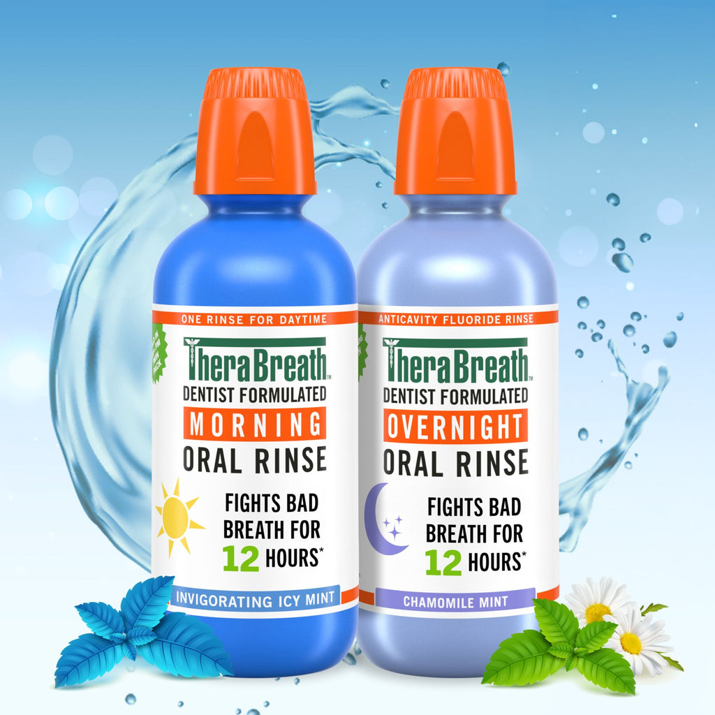 TheraBreath AM + PM Mouthwash Bundle, Morning & Overnight Rinses, 16 fl oz, 2-Pack (K1P4)