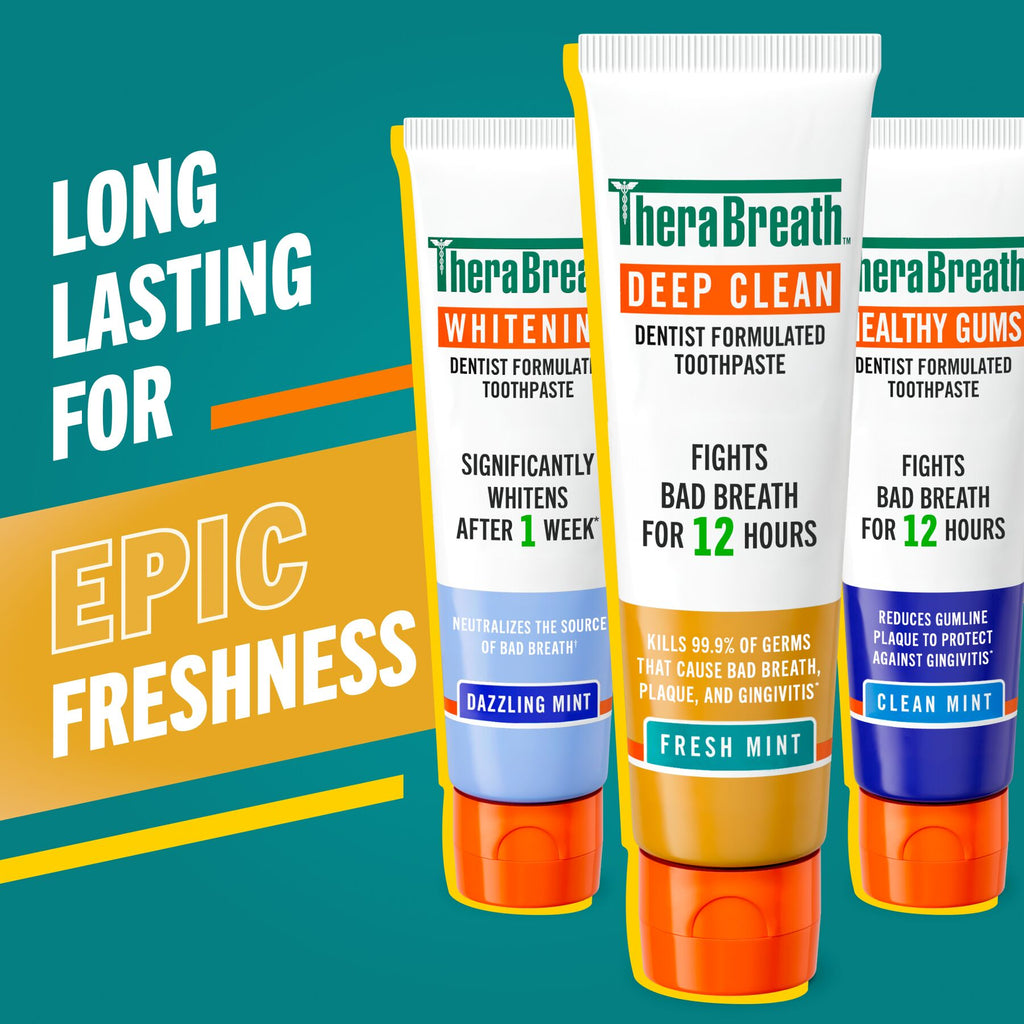 TheraBreath Deep Clean Toothpaste, Helps Fight Bad Breath, Fresh Mint (M7BT)