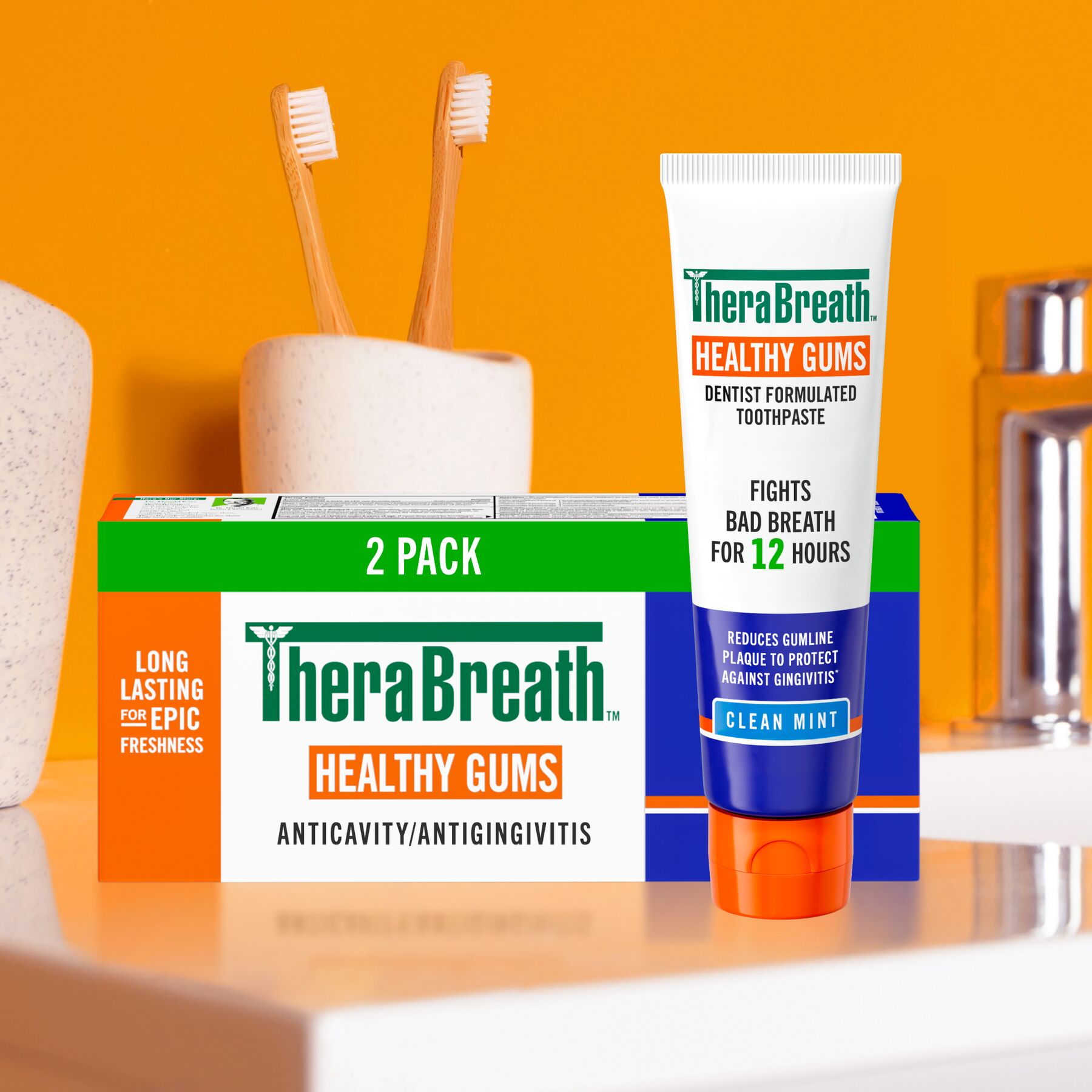 TheraBreath Healthy Gums Toothpaste, Helps Fight Gingivitis, Clean Mint (KINQ)