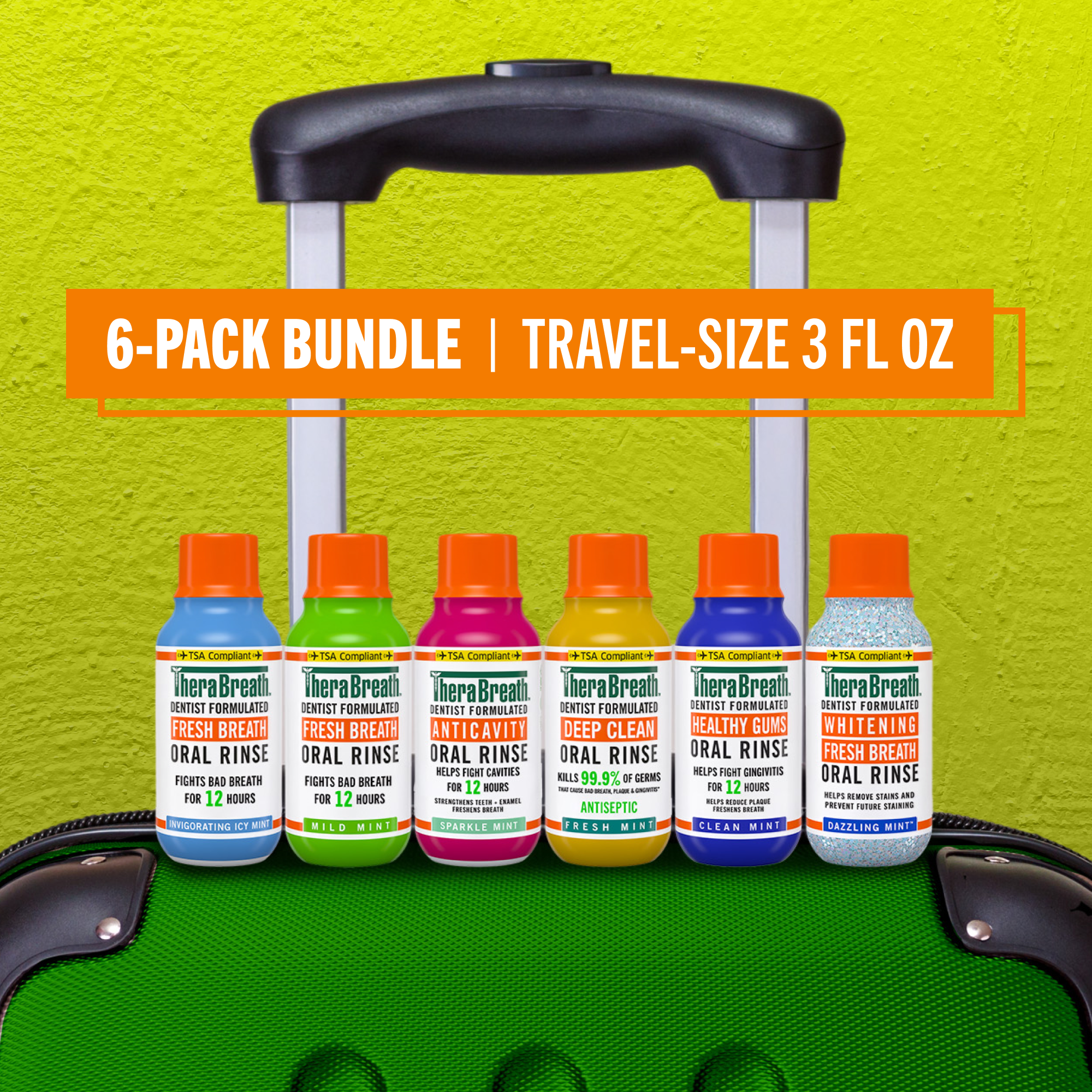 Travel-Size Mouthwash - TheraBreath Variety 6-Pack Bundle (CM09)
