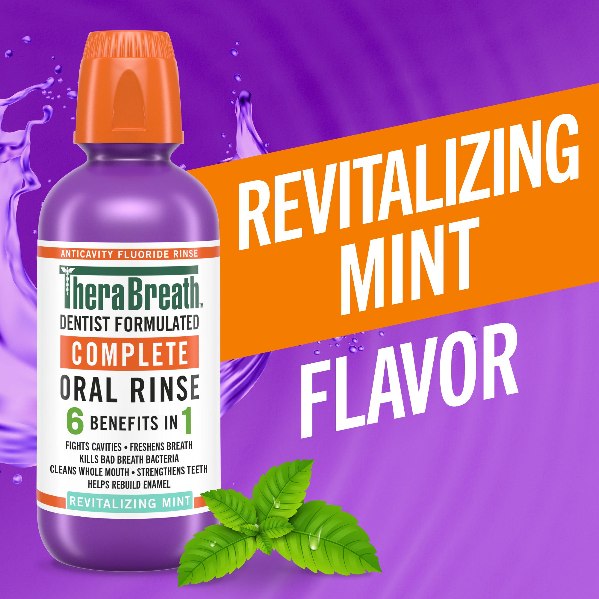 TheraBreath Complete Mouthwash, 6-in-1 Beneﬁts, Alcohol-Free, Revitalizing Mint (0JL9)