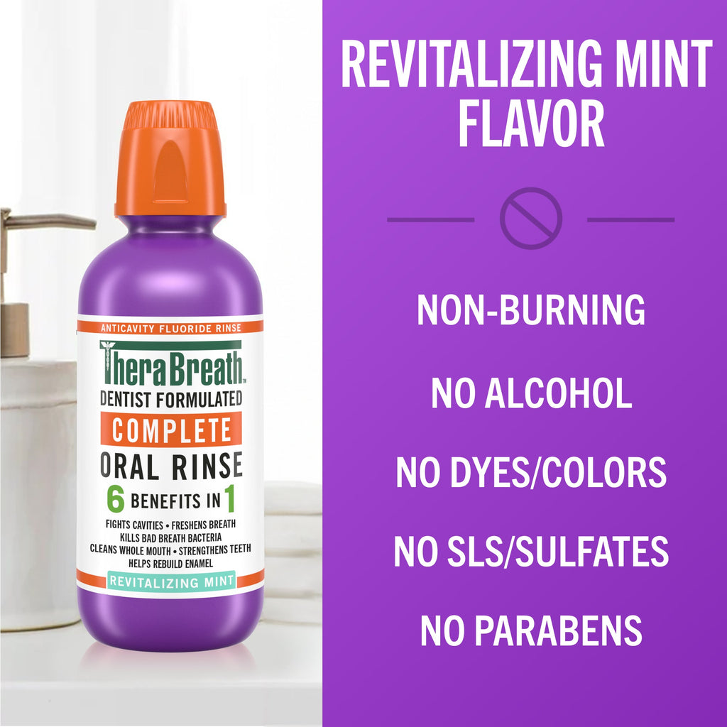 TheraBreath Complete Mouthwash, 6-in-1 Beneﬁts, Alcohol-Free, Revitalizing Mint (0JL9)