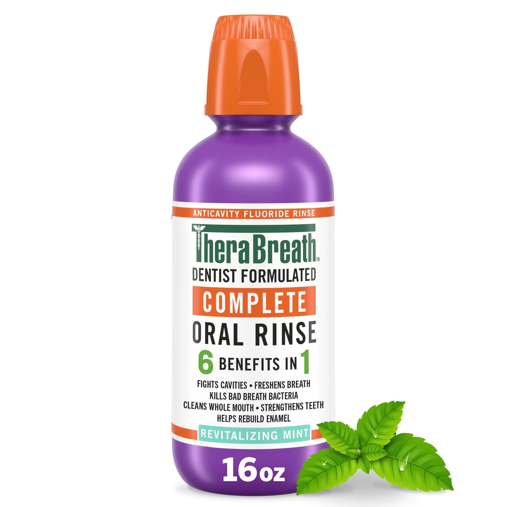 TheraBreath Complete Mouthwash, 6-in-1 Beneﬁts, Alcohol-Free, Revitalizing Mint (0JL9)