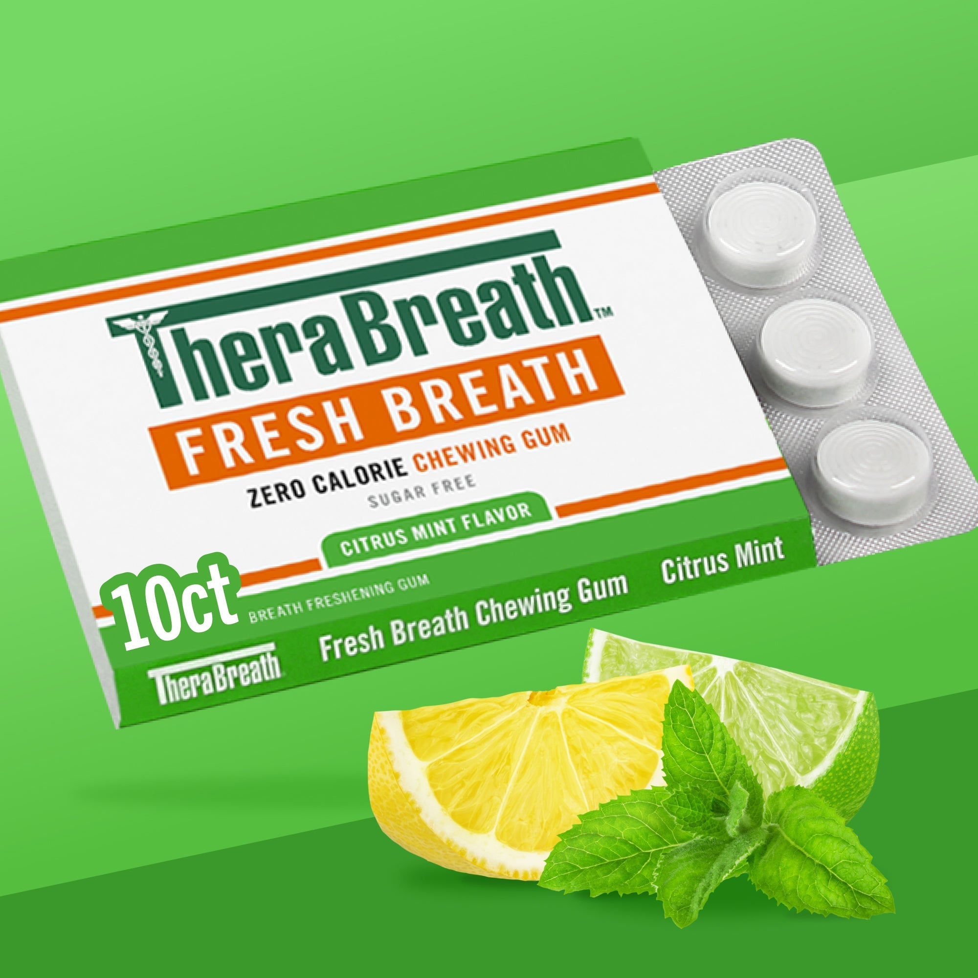 Fresh Breath Chewing Gum, Citrus Mint Flavor (T2DN)