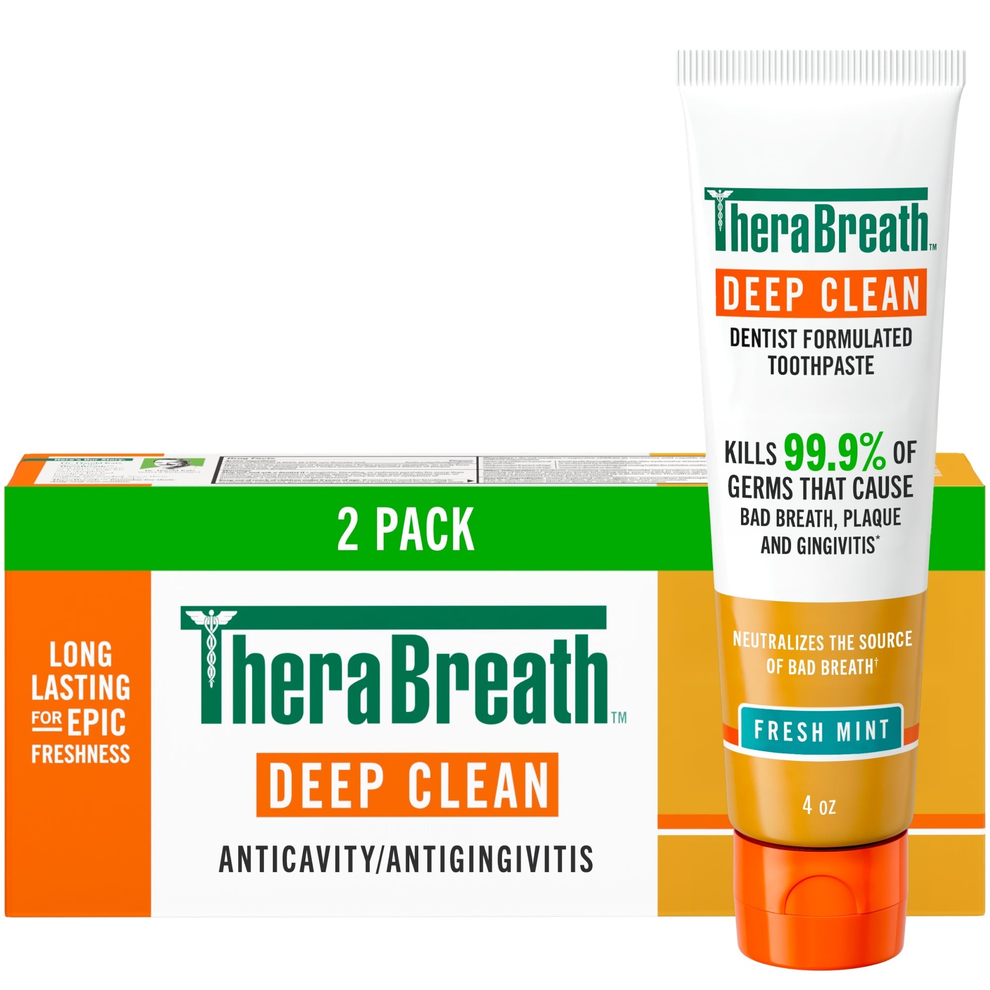 TheraBreath Deep Clean Toothpaste, Helps Fight Bad Breath, Fresh Mint (M7BT)