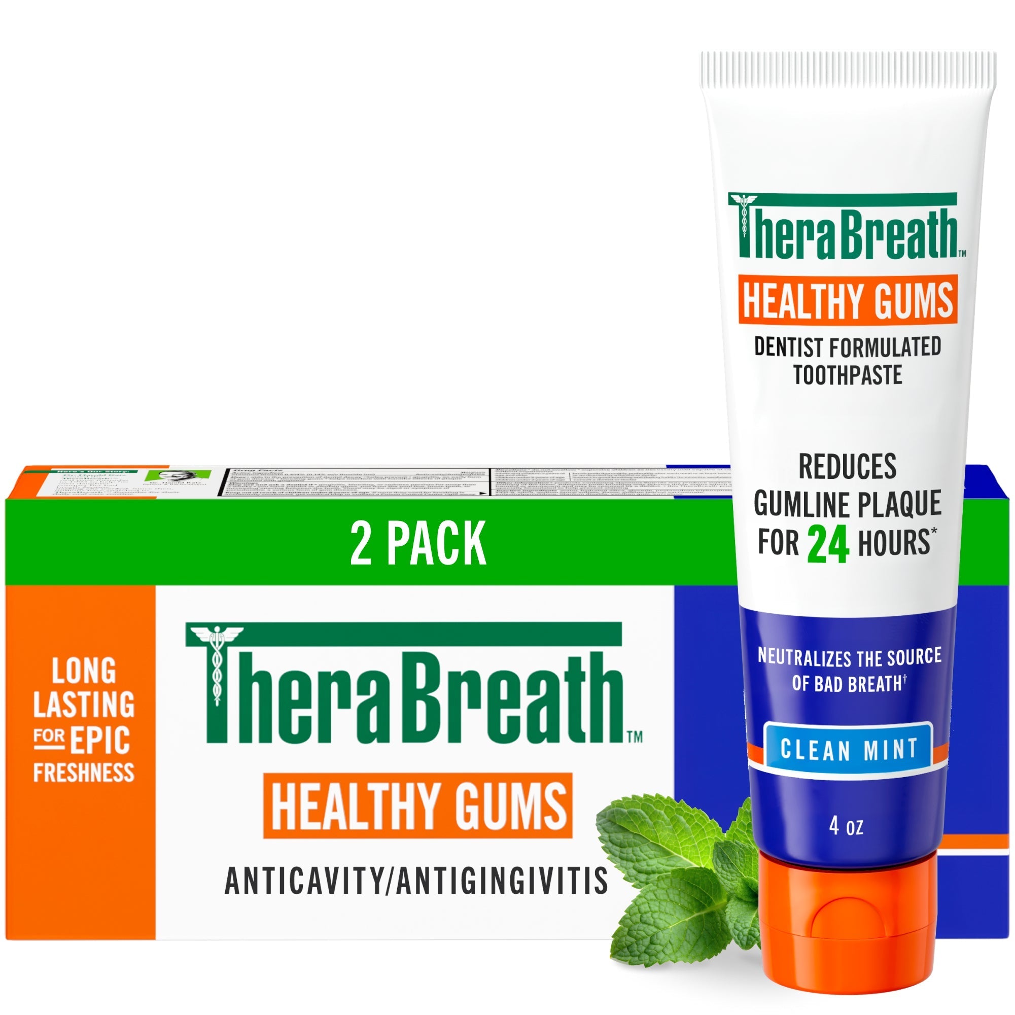 TheraBreath Healthy Gums Toothpaste, Helps Fight Gingivitis, Clean Mint (KINQ)