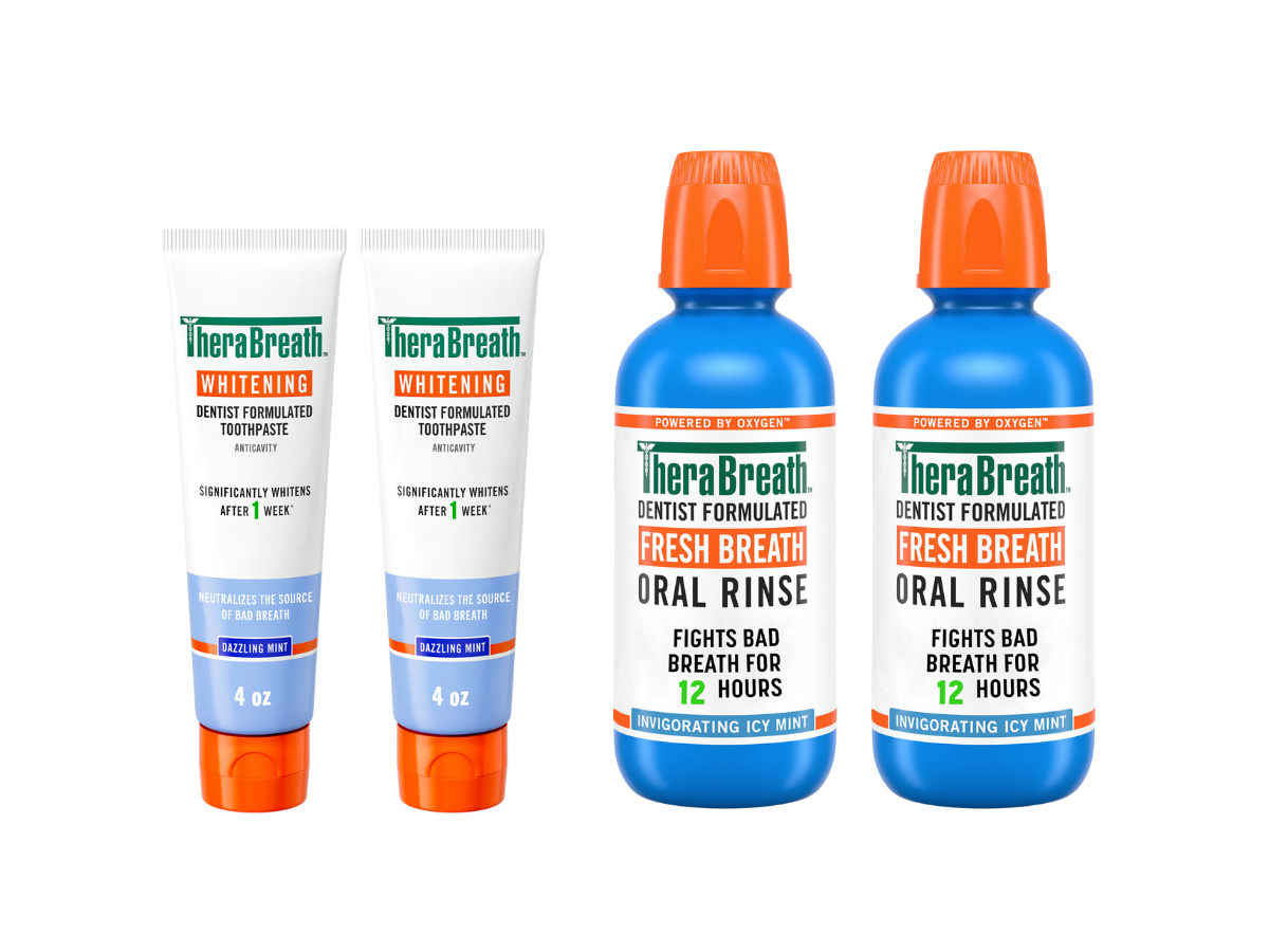 TheraBreath Fresh Breath Oral Rinse & Whitening Toothpaste Bundle (PP7Y)